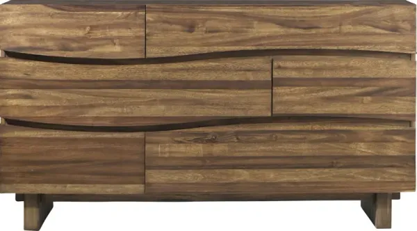 Ocean Six Drawer Solid Wood Dresser in Natural Sengon