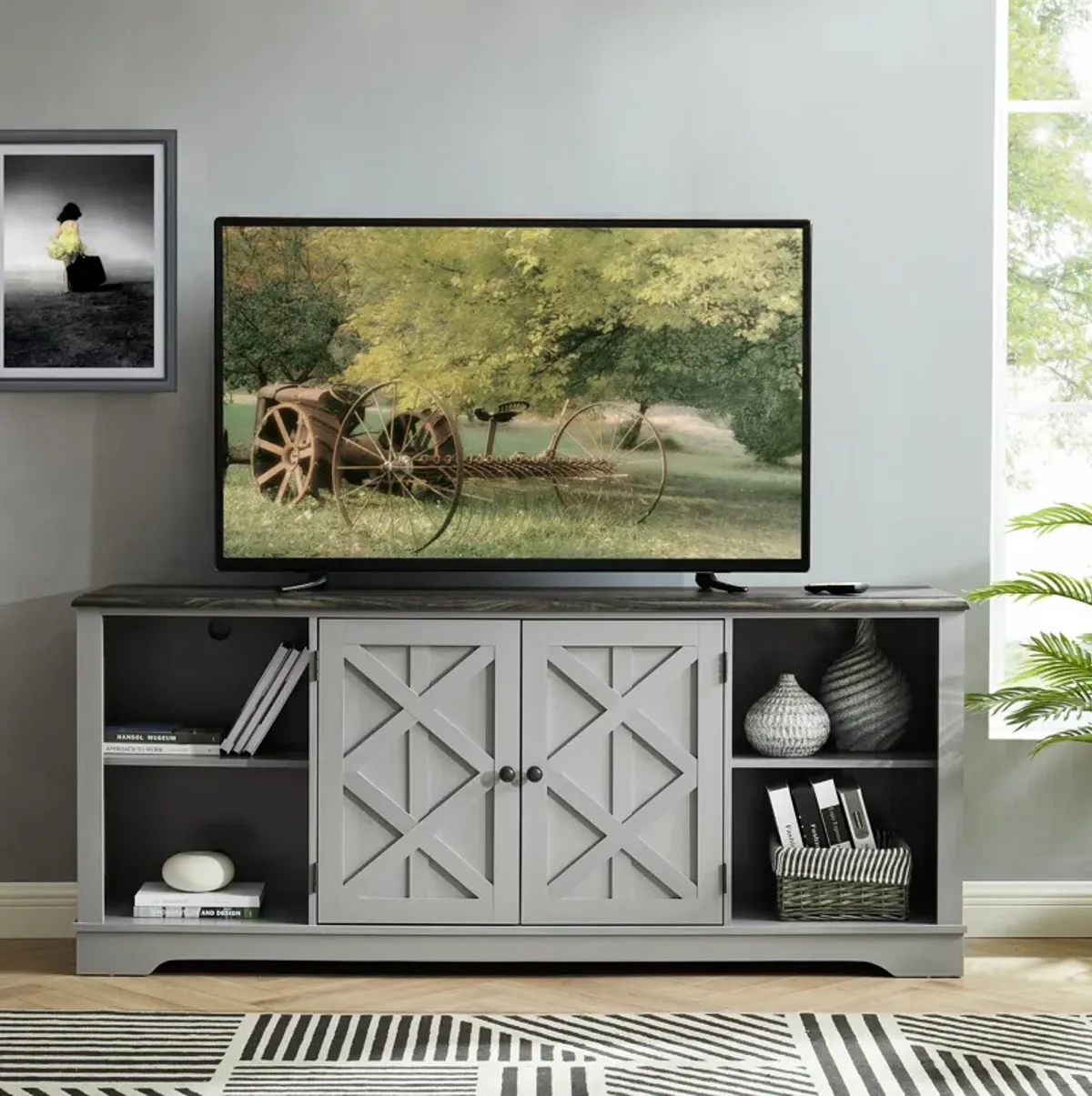 FESTIVO 70-inch Extra-Wide Rustic TV Stand for 80" TVs