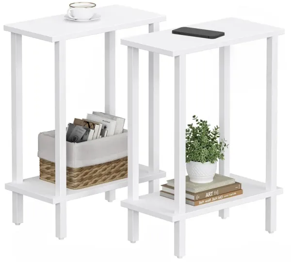 TUTOTAK Small Side Table, Narrow End Table, Set of 2, Skinny Sofa Table, Slim Nightstand, Couch Table, Living Room, Bed Room, Wh