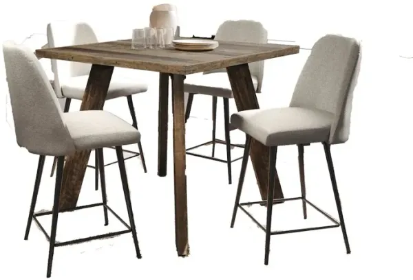 Jofran 42 Square Five Piece Solid Wood Counter Height Upholstered Dining Set
