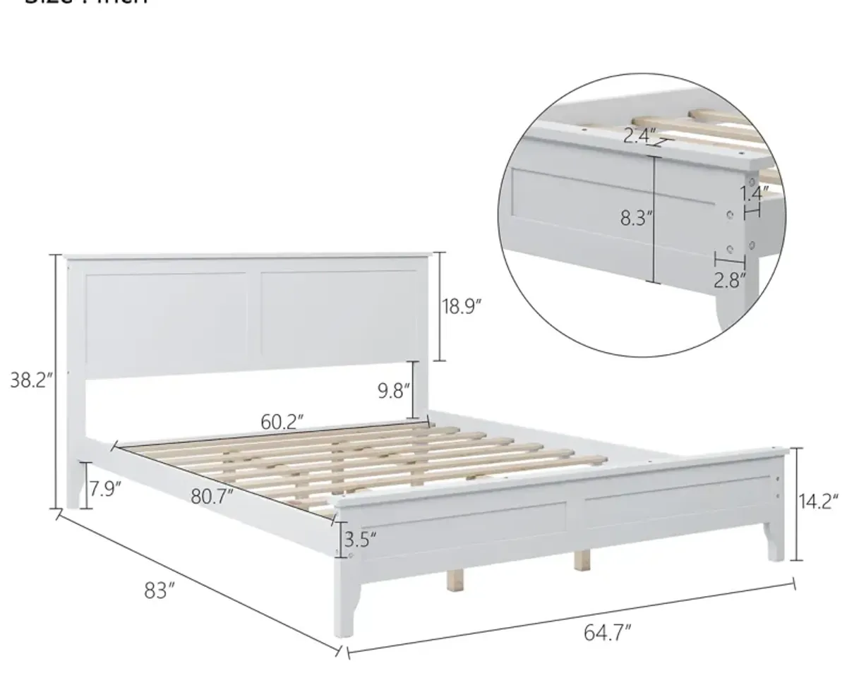 Modern Solid Wood Queen Platform Bed