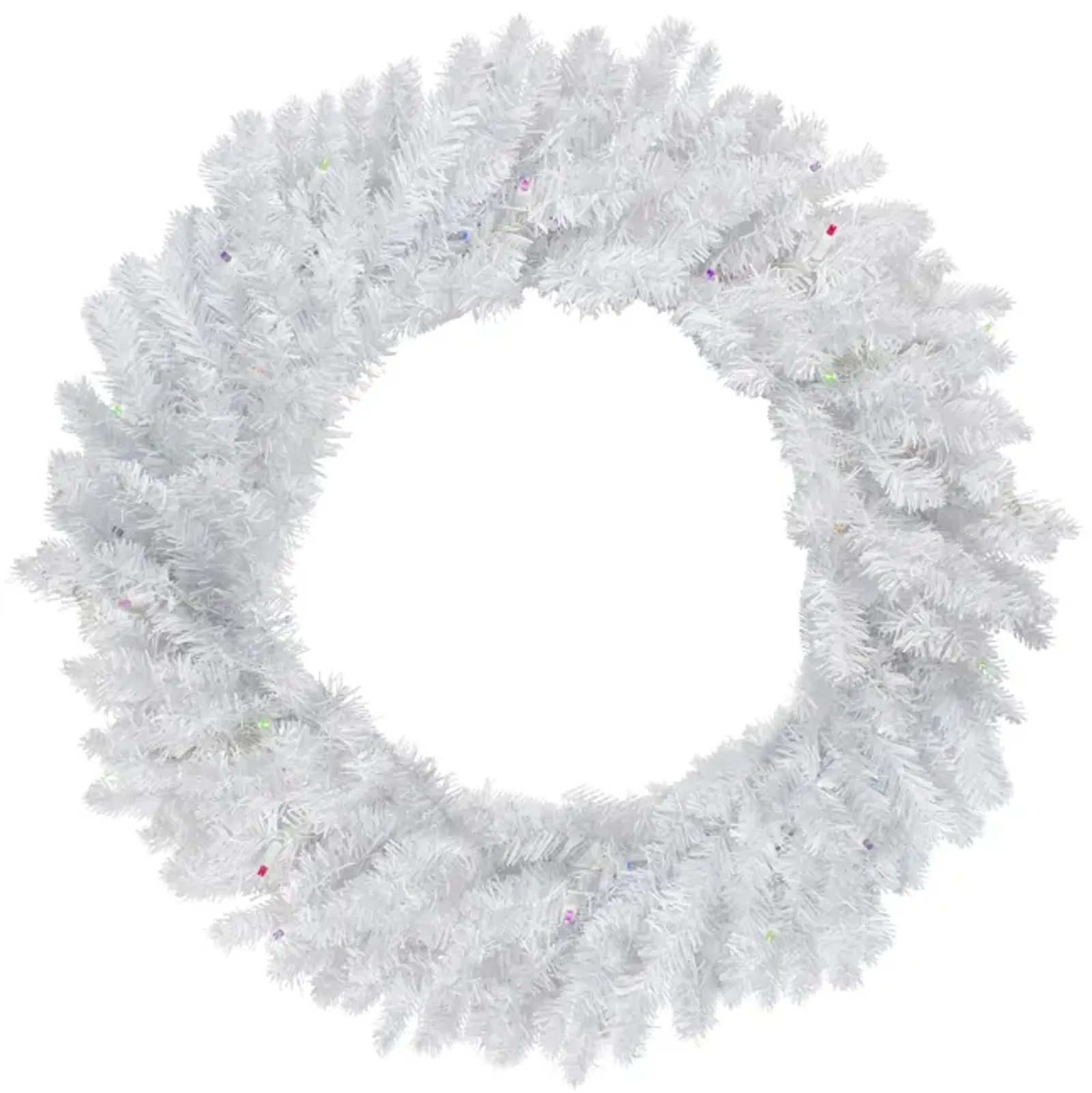 30" Pre-Lit LED Snow White Christmas Wreath - Multicolor Lights