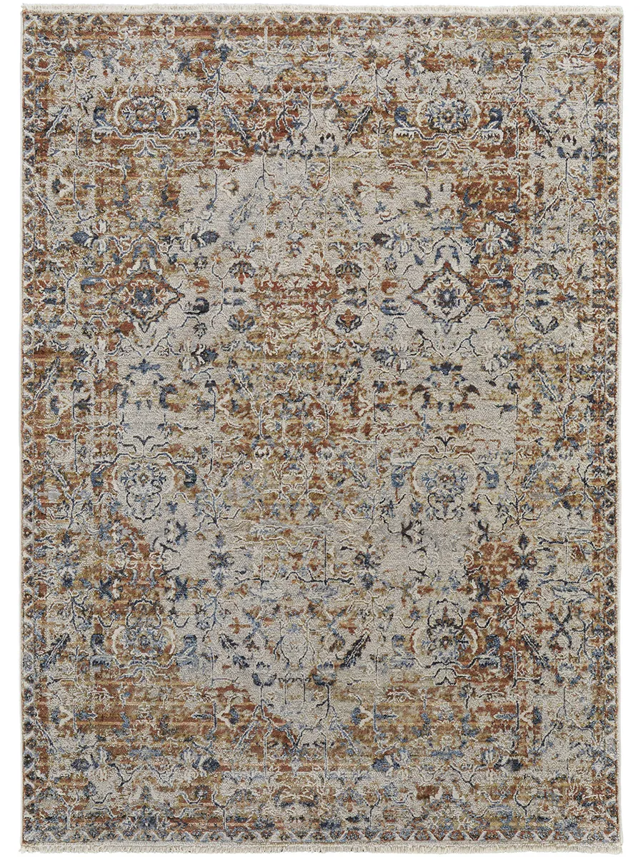 Kaia 39HVF Tan/Ivory/Orange 3' x 12' Rug