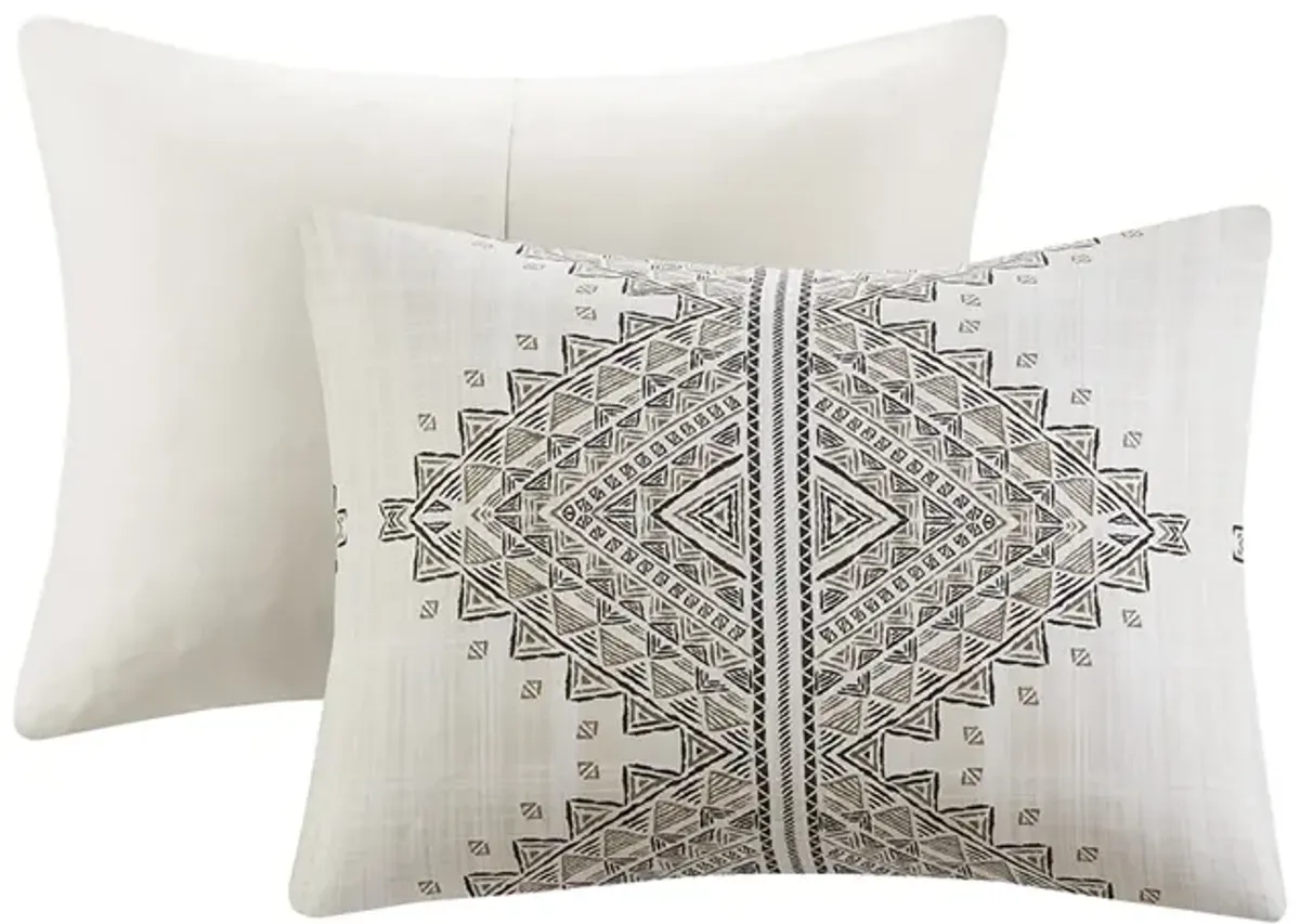 Gracie Mills Modern Geometric 4-Piece Printed Comforter Set with Throw Pillow