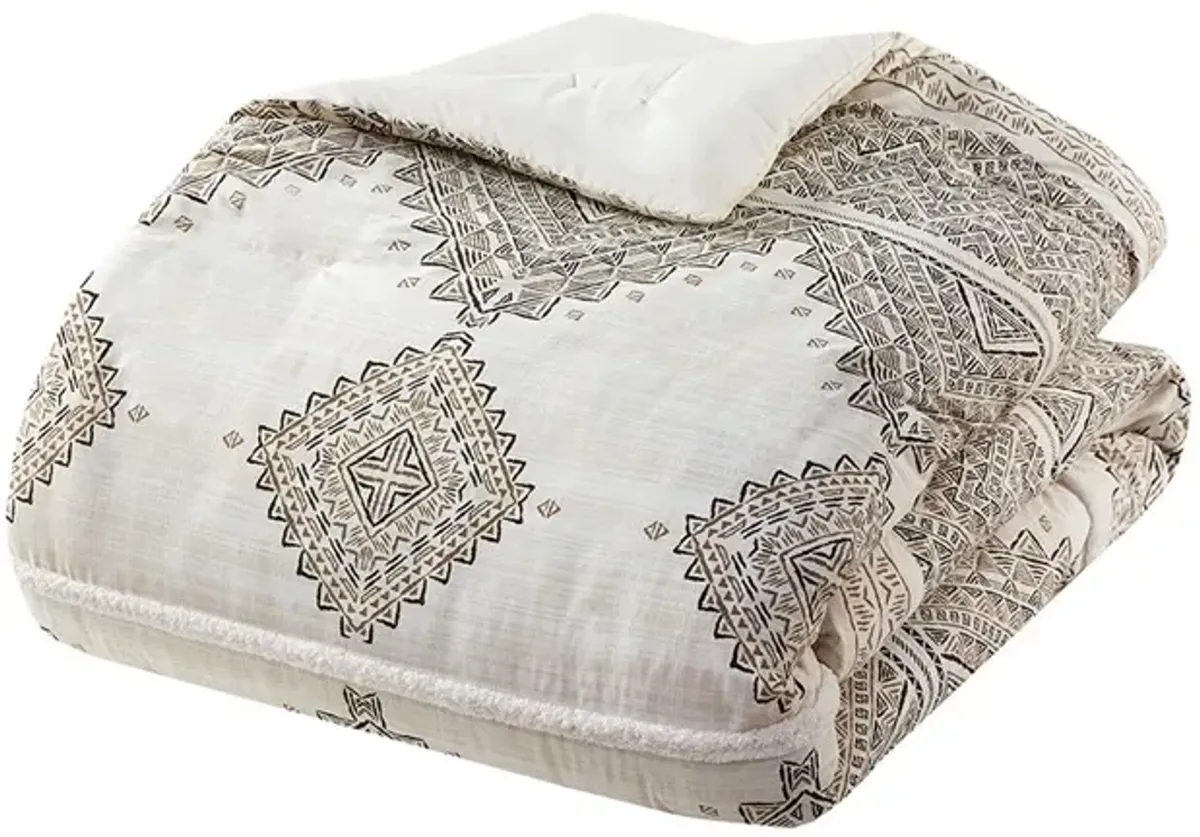 Gracie Mills Modern Geometric 4-Piece Printed Comforter Set with Throw Pillow