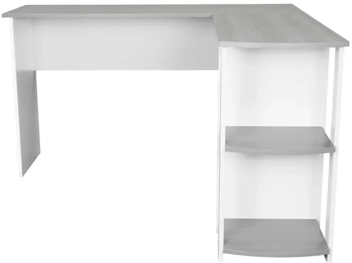 RTA Products Techni Mobili Modern L-Shaped Desk with Side Shelves, Grey