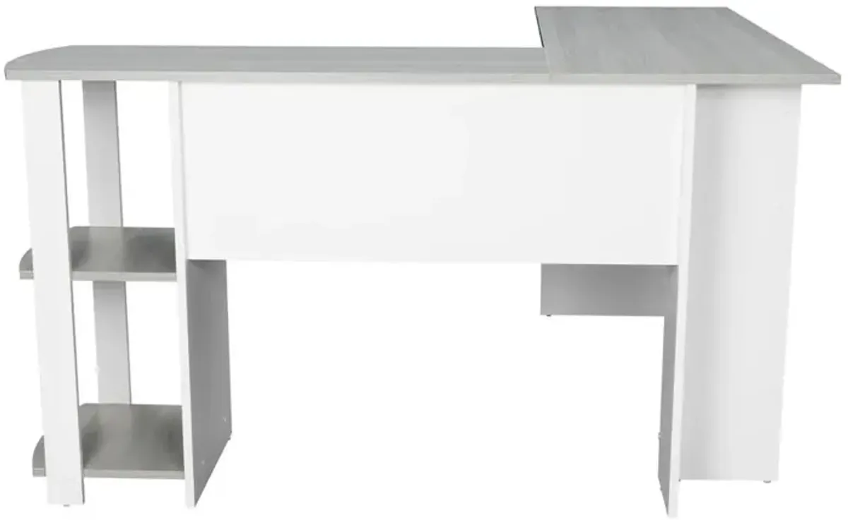 RTA Products Techni Mobili Modern L-Shaped Desk with Side Shelves, Grey