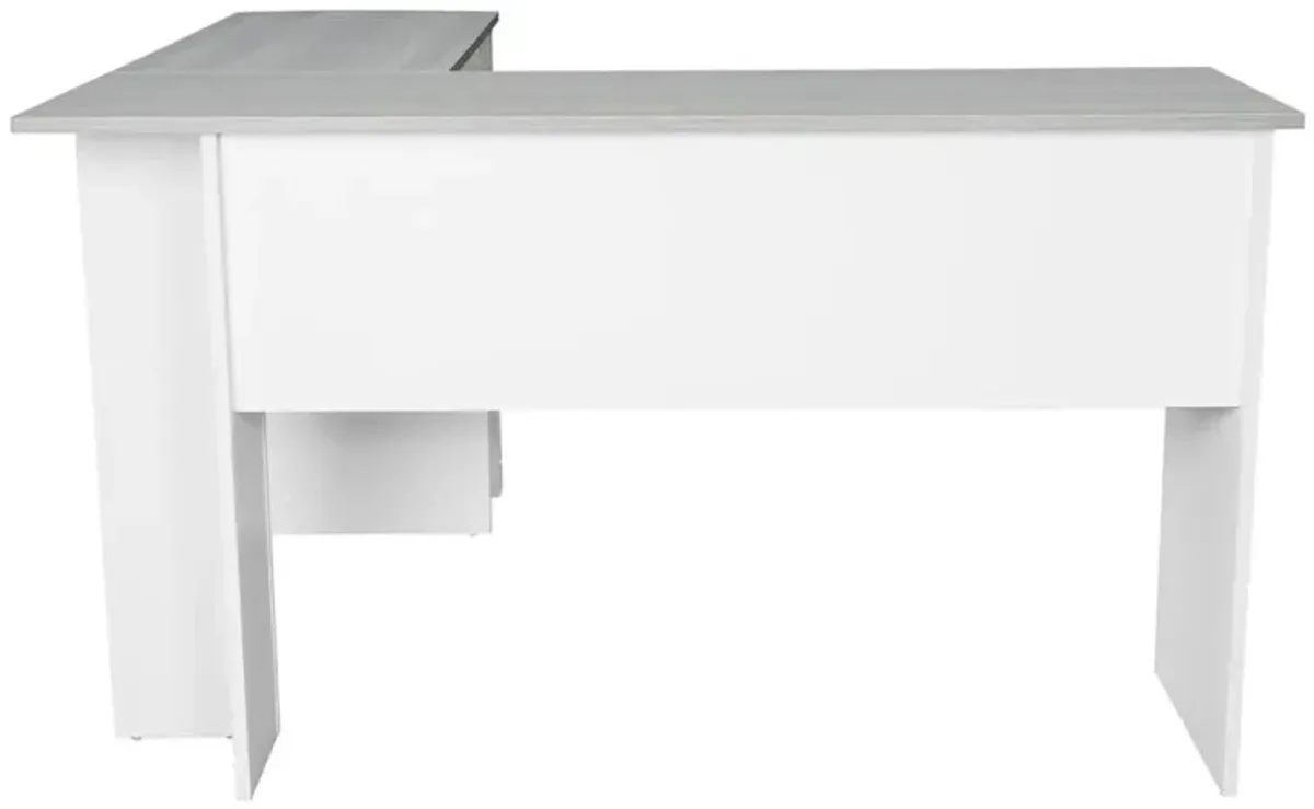 RTA Products Techni Mobili Modern L-Shaped Desk with Side Shelves, Grey