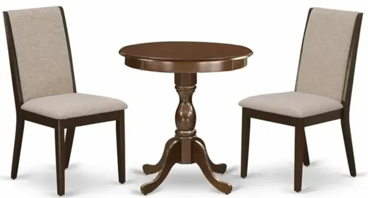 East West Furniture - ESLA3-MAH-04 - 3-Pc Dinette Set - 2 Kitchen Chairs and 1 Modern Kitchen Table (Mahogany Finish)