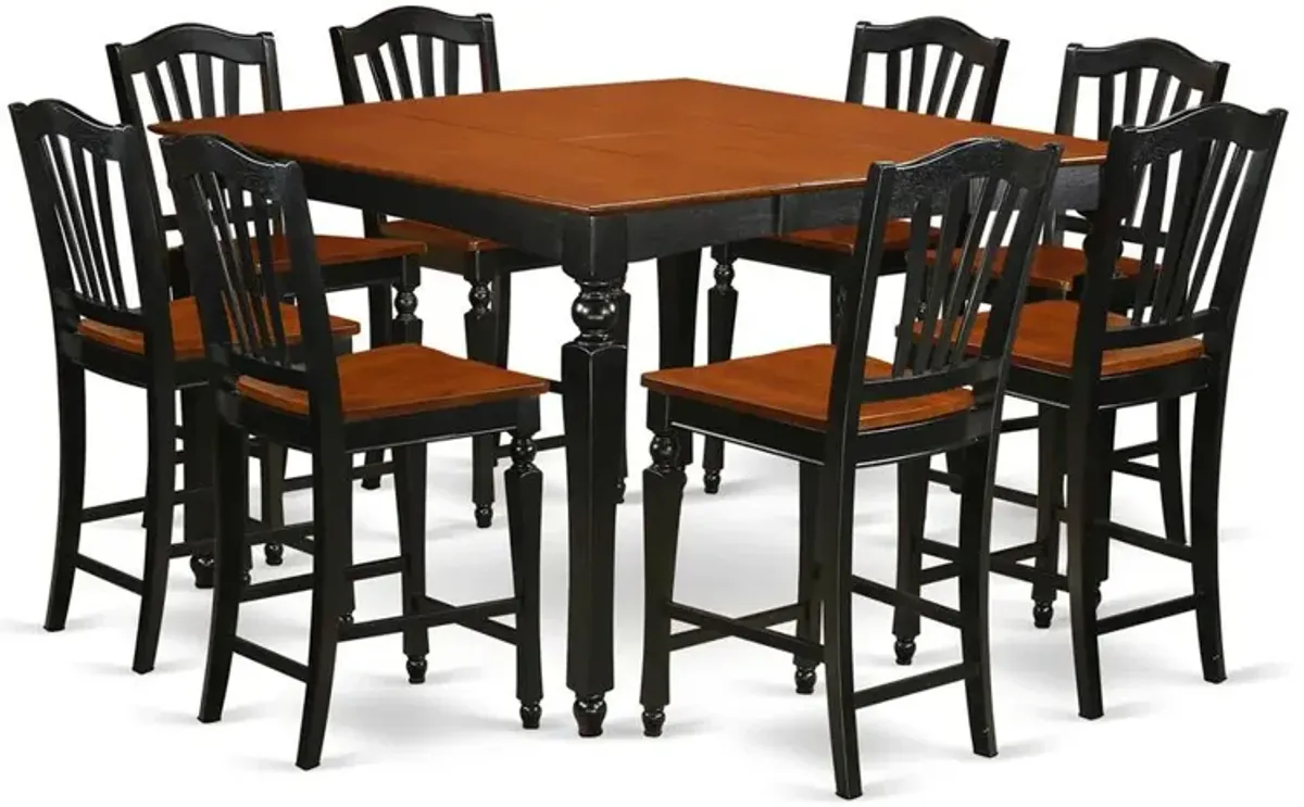9 PC counter height set- Square pub Table and 8 Stools