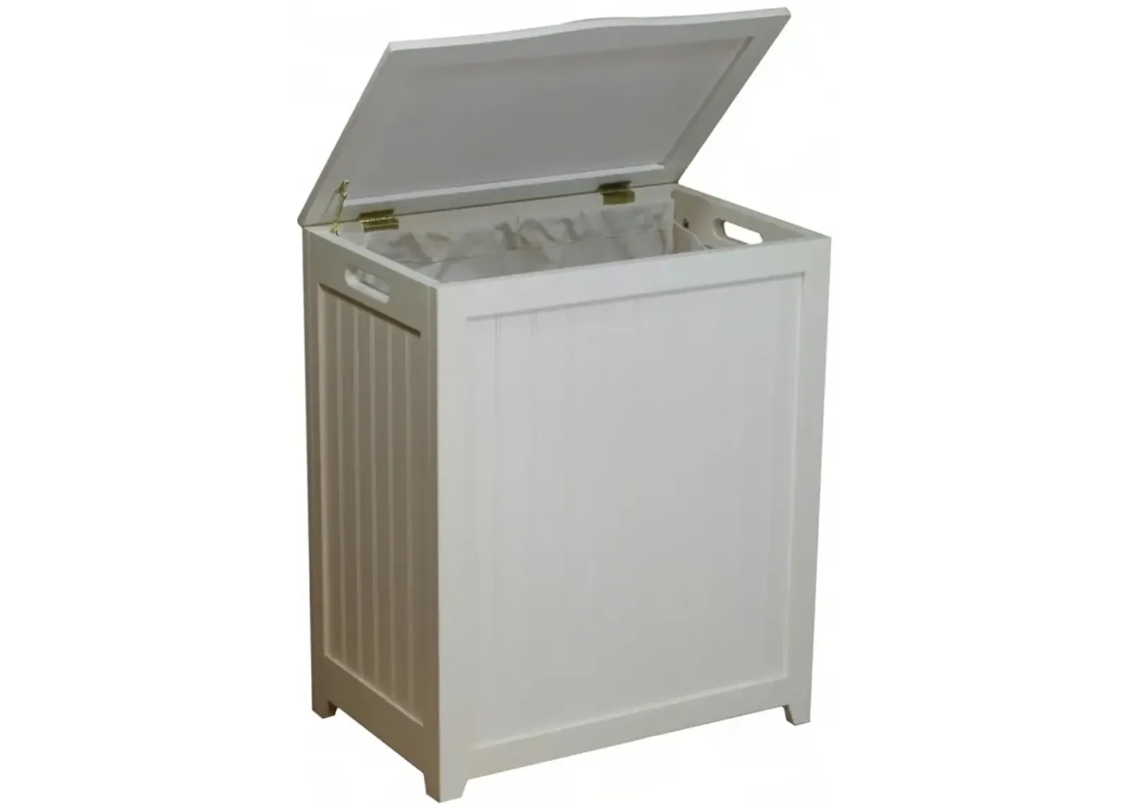 Hivvago White Solid Wood Rectangular Laundry Hamper