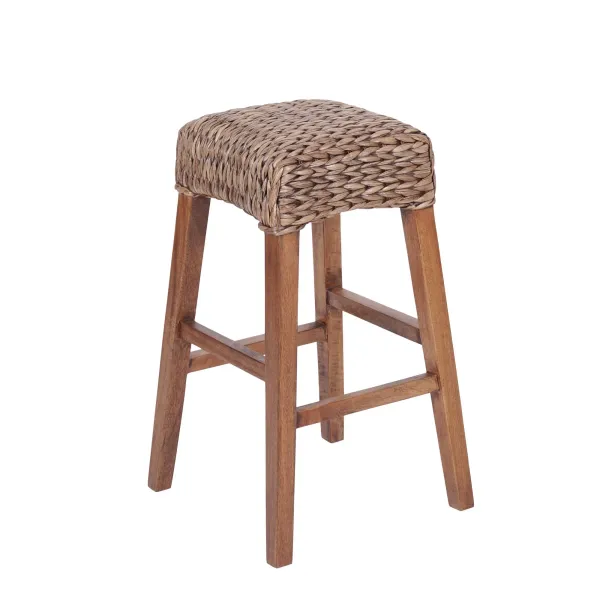 Maui Rustic Bohemian Hyacinth/Wood Backless Stool