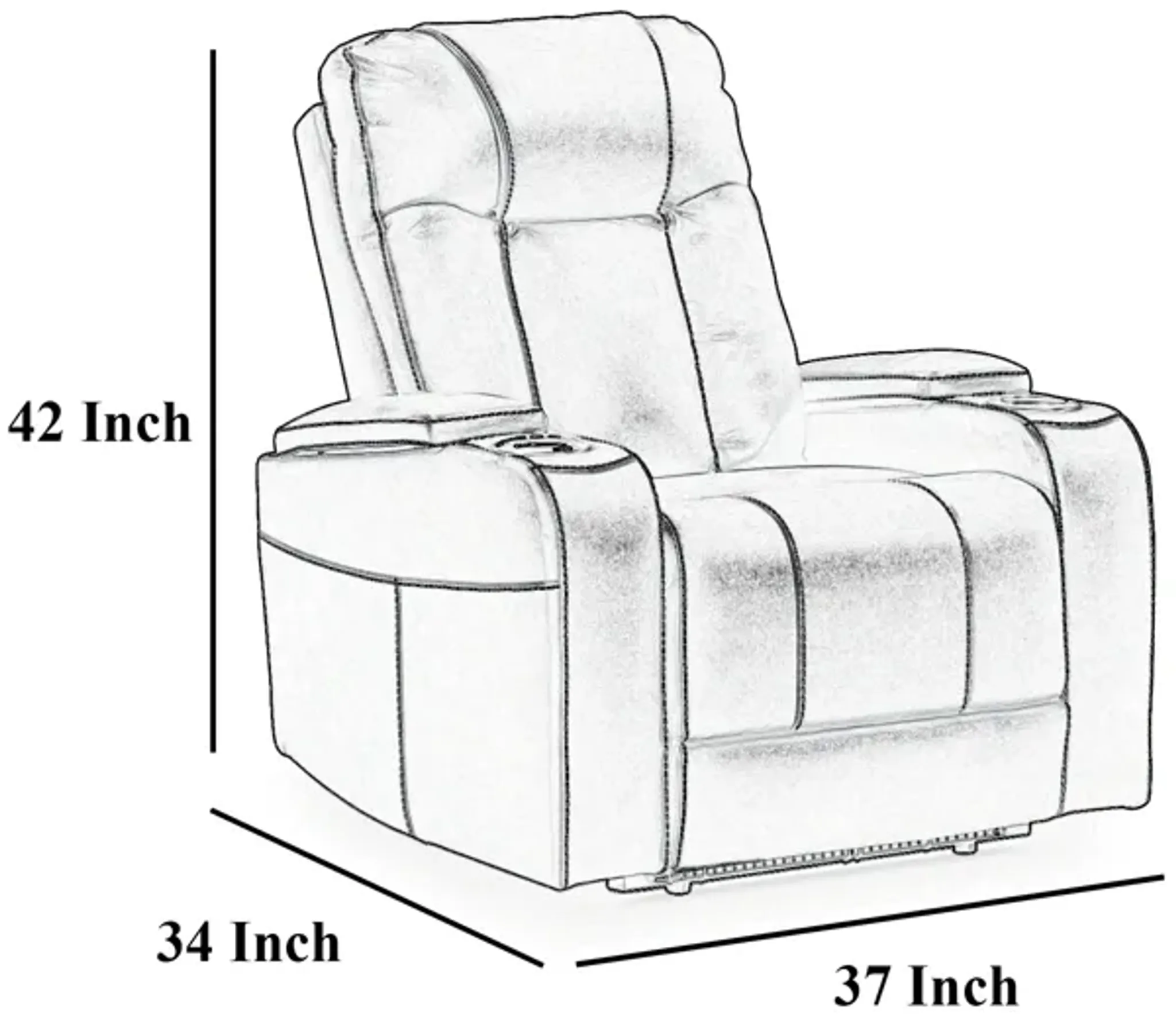 Callum Power Recliner Chair Adjustable Headrest Black Faux Leather ...