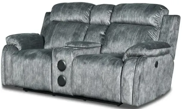 New Classic Furniture Furniture Tango Polyester Console Loveseat  Speaker in Shadow Gray