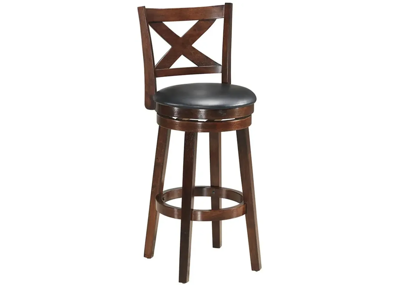 Swivel X-back Upholstered Counter Height Bar Stool with PVC Cushioned Seat