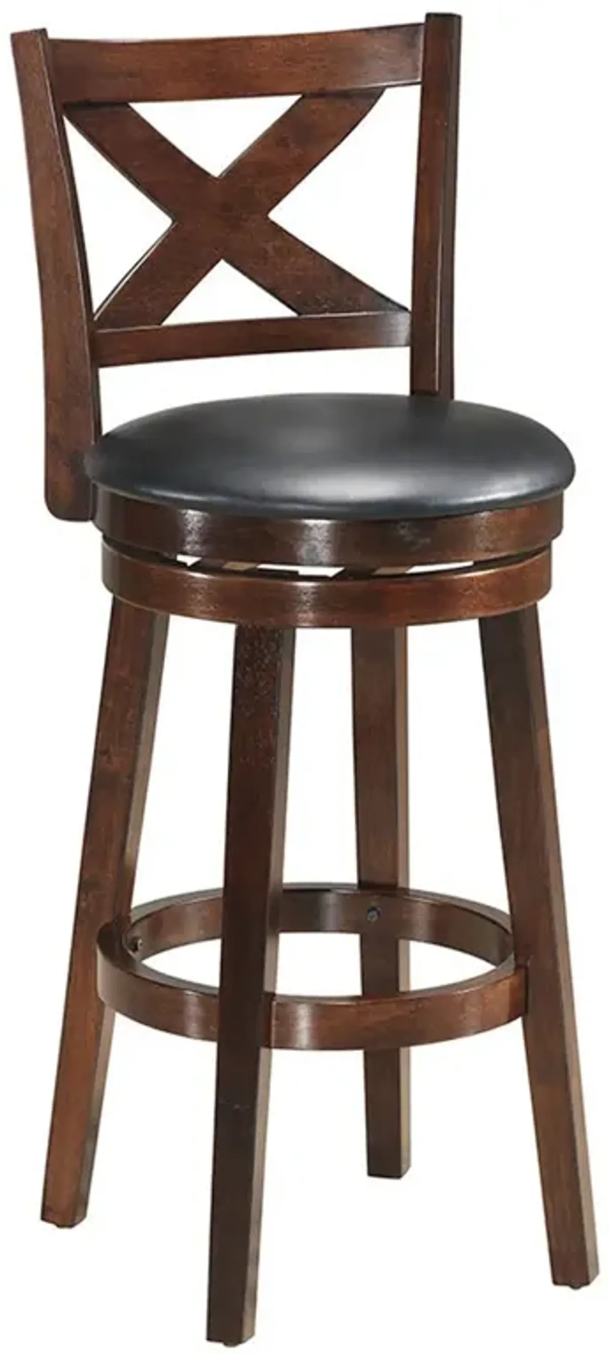 Swivel X-back Upholstered Counter Height Bar Stool with PVC Cushioned Seat