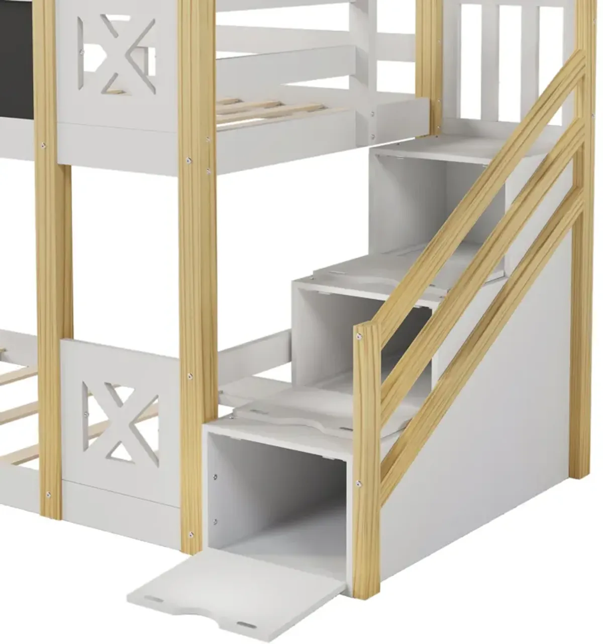 Merax Kids House Bunk Bed with Storage Staircase