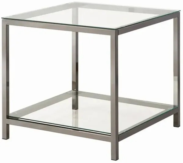 Trini End Table with Glass Shelf Black Nickel