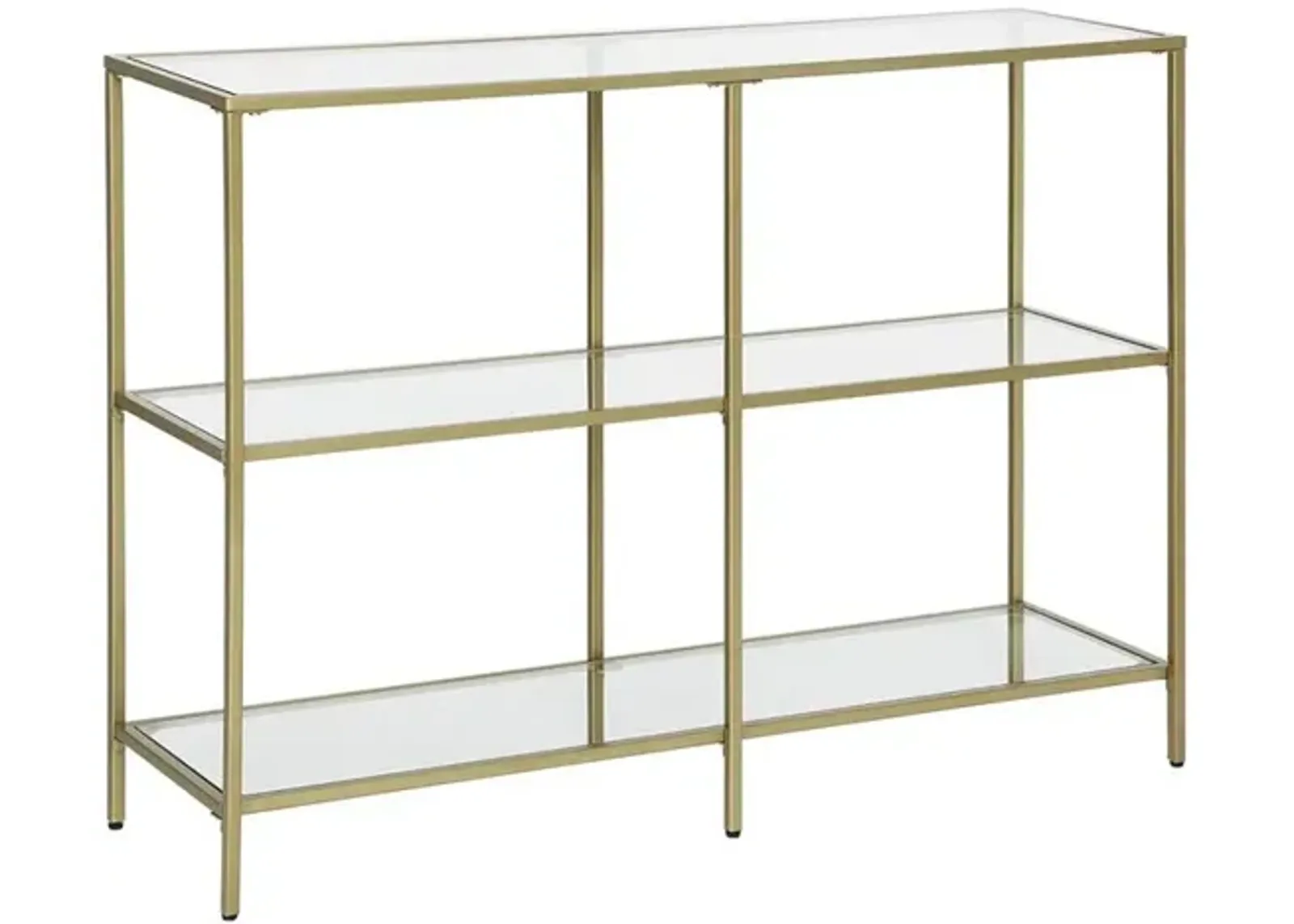 3-Tier Tempered Glass Console Table with Modern Shelves