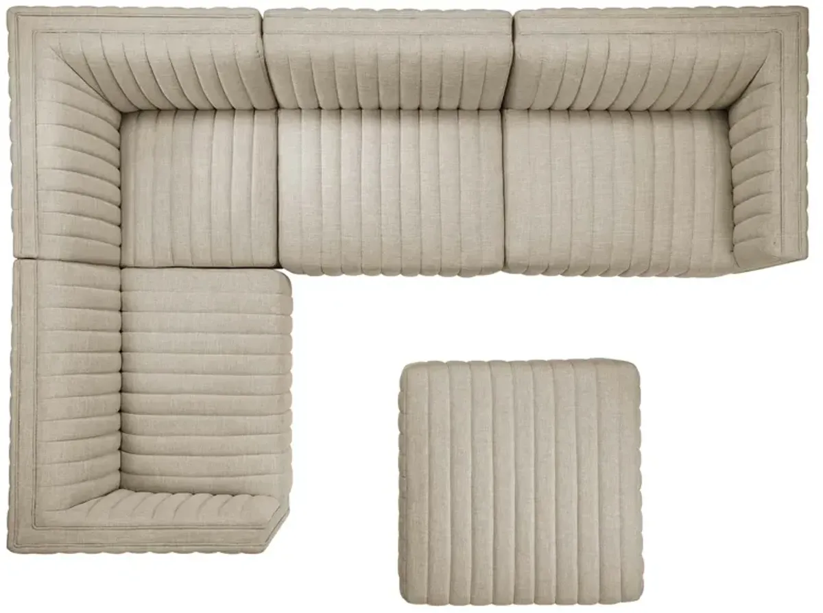 Conjure Channel Tufted Upholstered Fabric 5-Piece Sectional