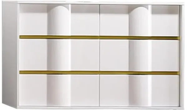 Best Master Furniture Best Master Havana 6-Drawer Poplar Wood Bedroom Dresser in White/Gold Trim