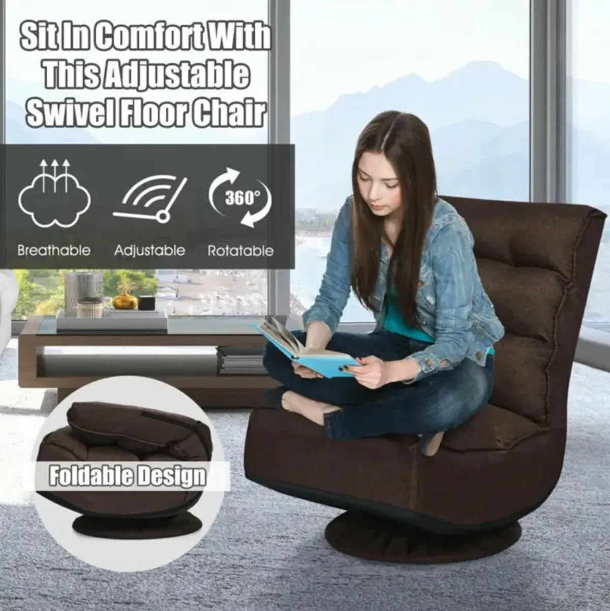 Hivvago 5-Position Folding Floor Gaming Chair