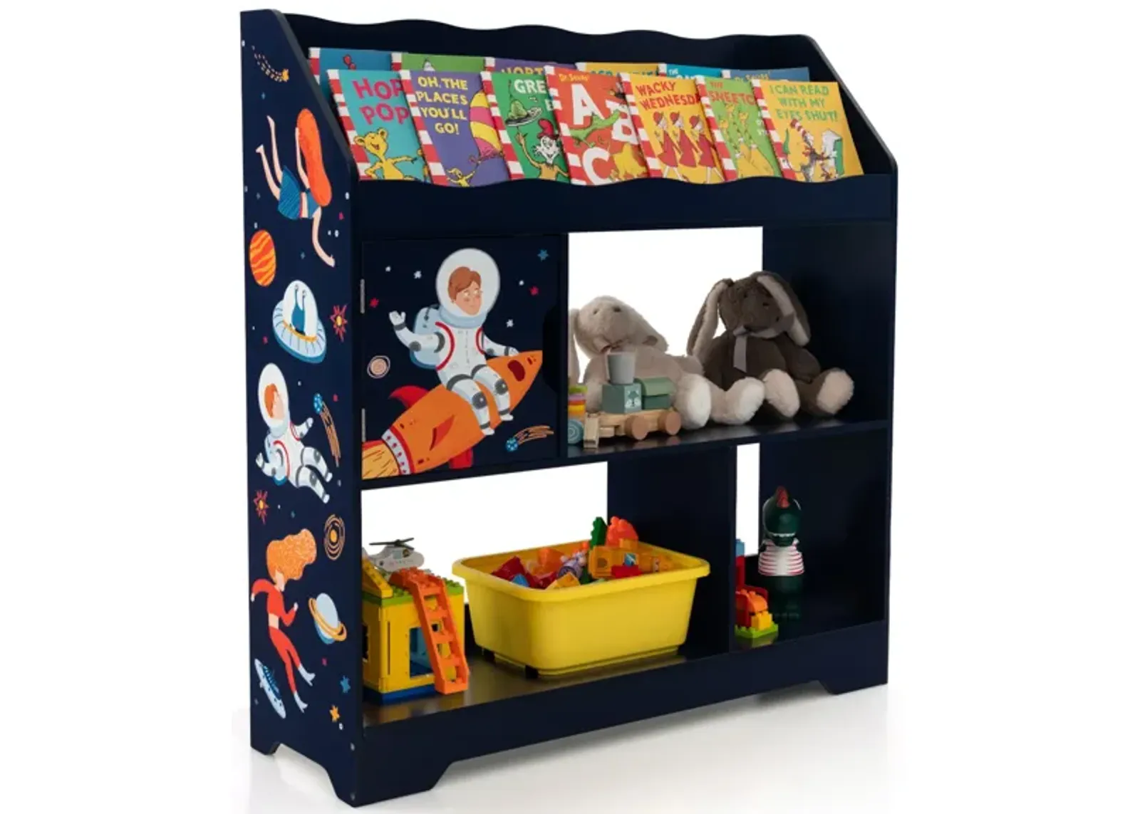 Kids Toy Storage Organizer with Book Shelf and Storage Cabinet