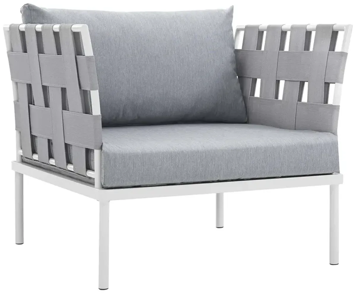 Harmony 3 Piece Outdoor Patio Aluminum Sectional Sofa Set - White Gray