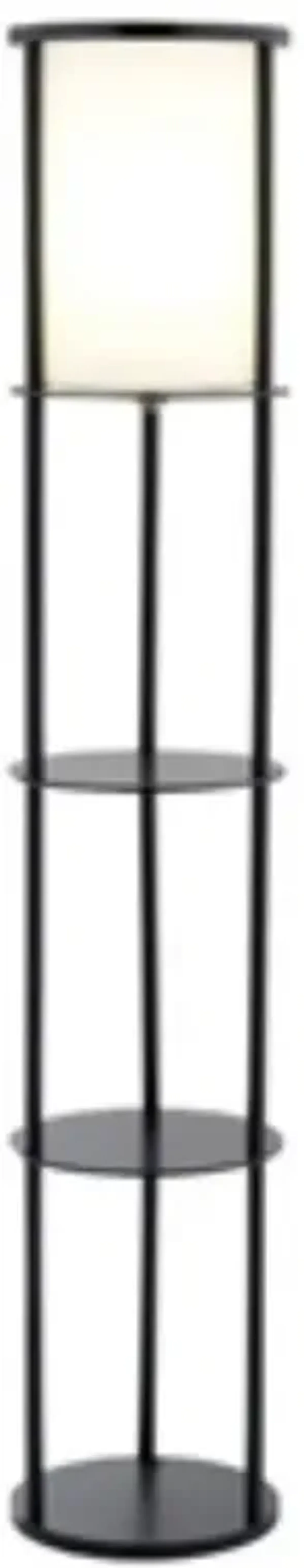 Modern Asian Style Round Shelf Floor Lamp for Living Room or Bedroom Decor