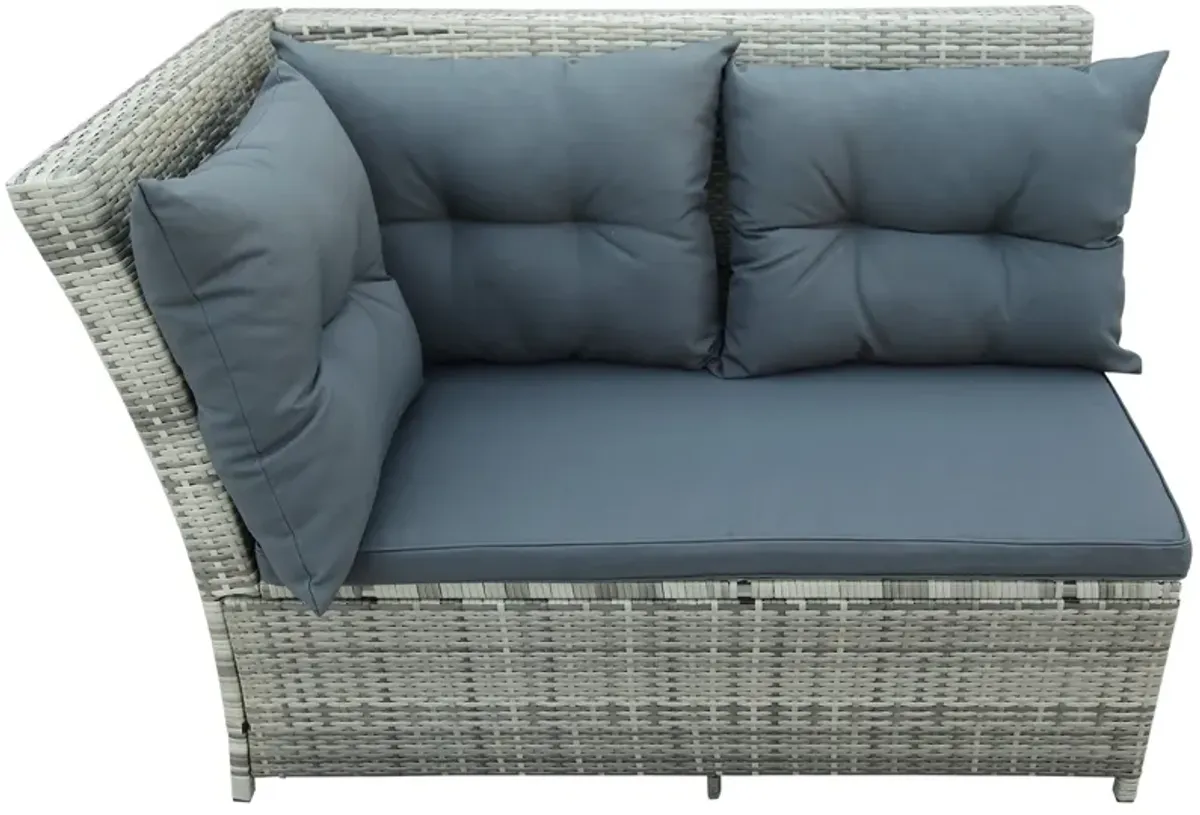 Merax Outdoor Sectional Sofa with Glass Table