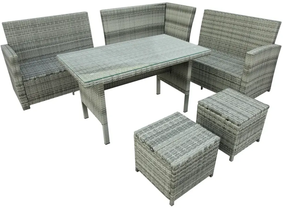 Merax Outdoor Sectional Sofa with Glass Table