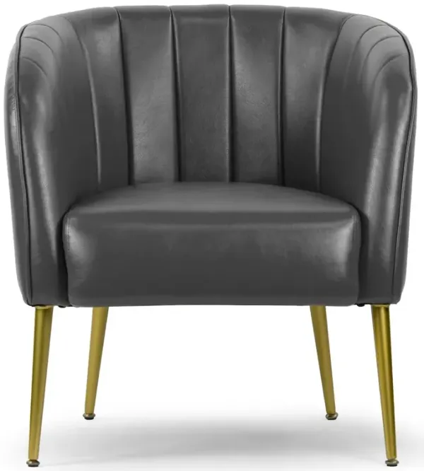 Glamour Home Avia Gray Faux Leather Accent Chair with Decorative Stitching