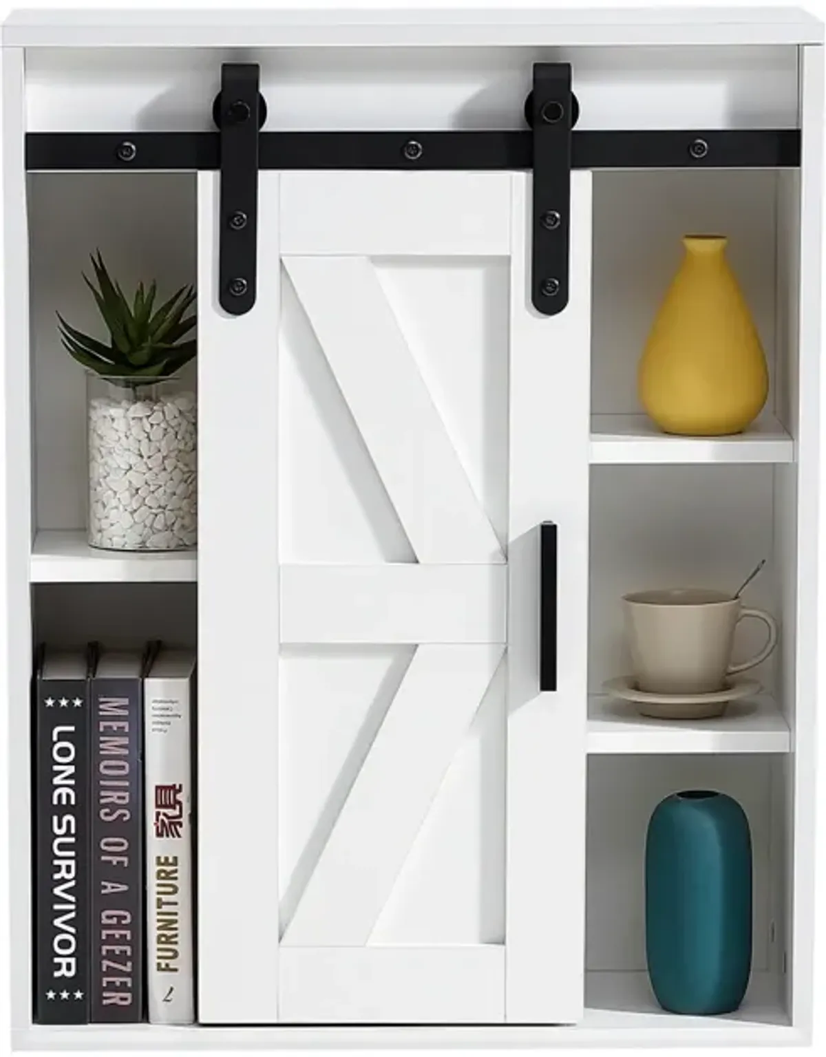 Wooden Wall-Mounted Storage Cabinet - Adjustable Door