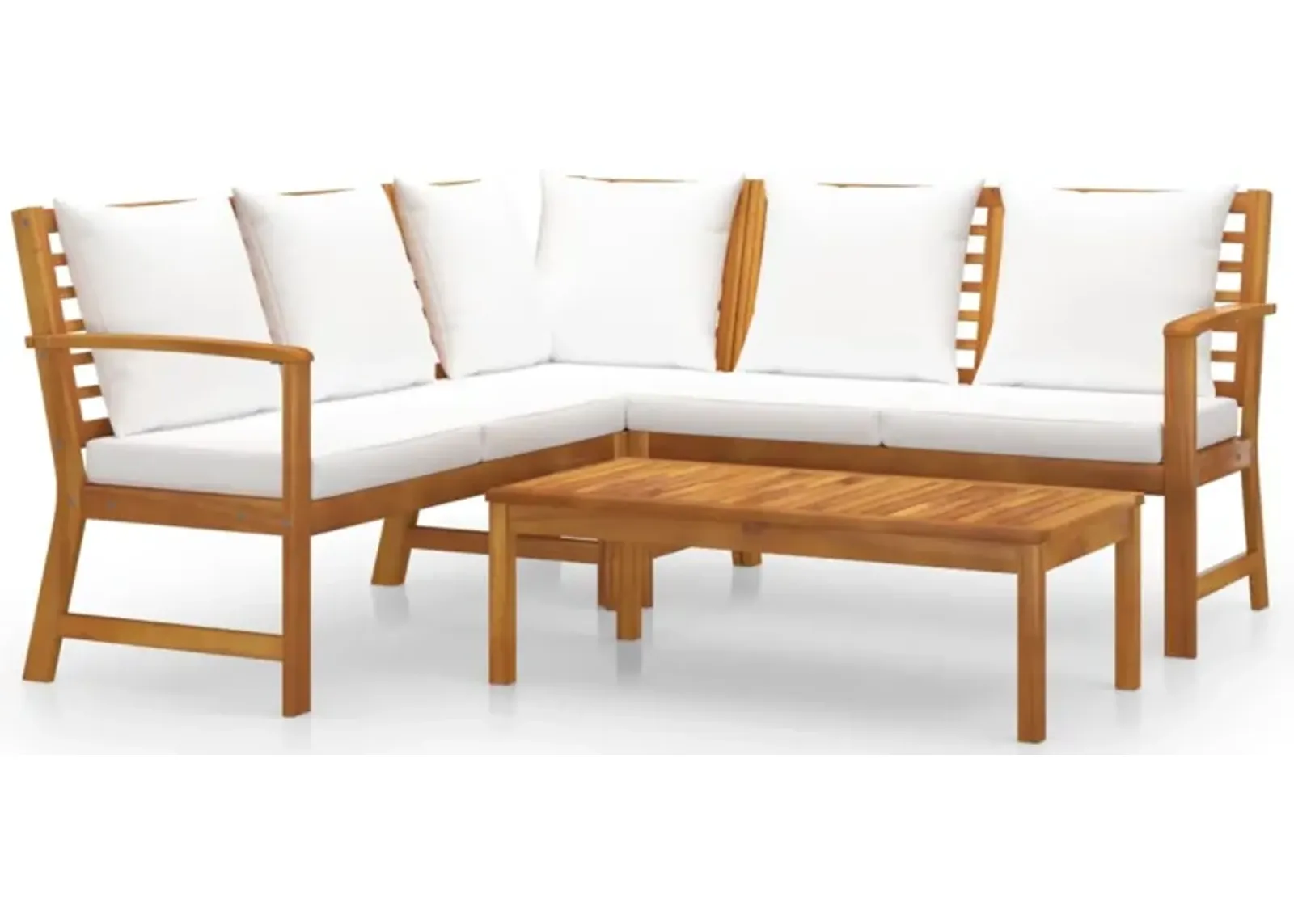 vidaXL 4 Piece Garden Lounge Set with Cushion Cream Solid Acacia Wood