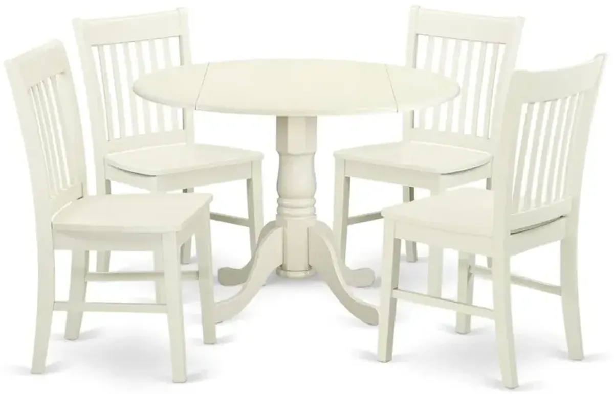 Dining Room Set Linen White, DLNO5-LWH-W