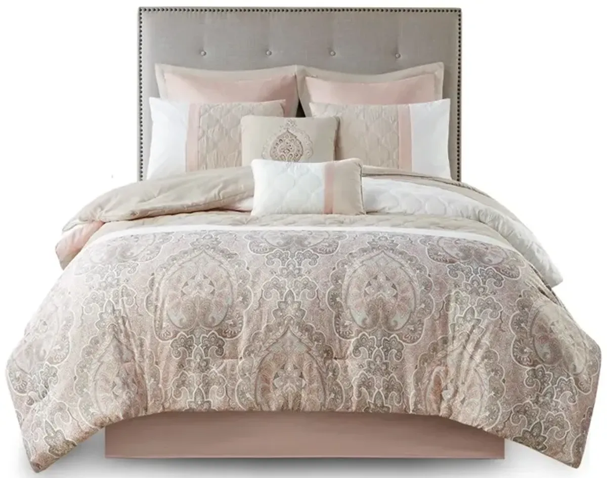 Gracie Mills Ronny 8-Piece Damask-Inspired Comforter Set