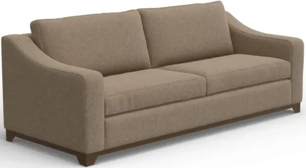 Umey Sofa, 2 Throw Pillows, Modern Light Brown Polyester, Solid Wood - Benzara