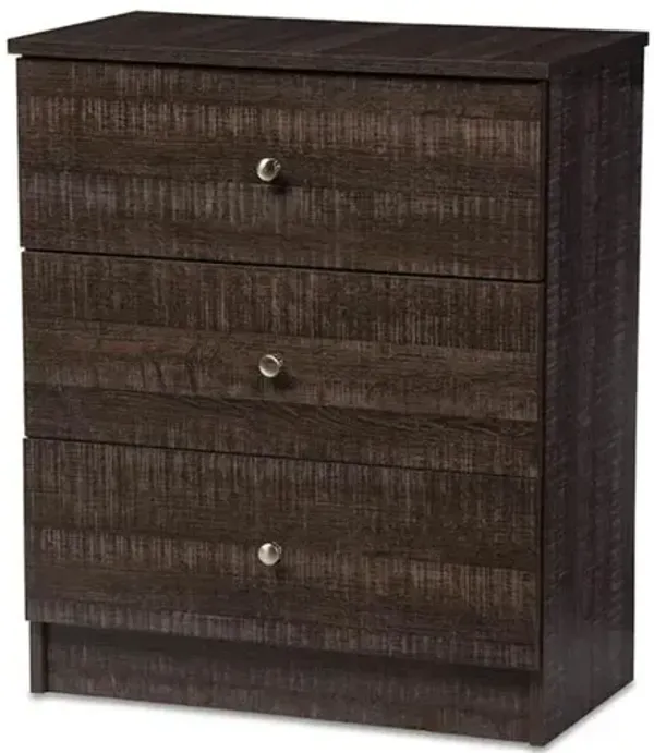 Baxton Studio Decon Modern and Contemporary Espresso Brown Wood 3-Drawer Storage Chest
