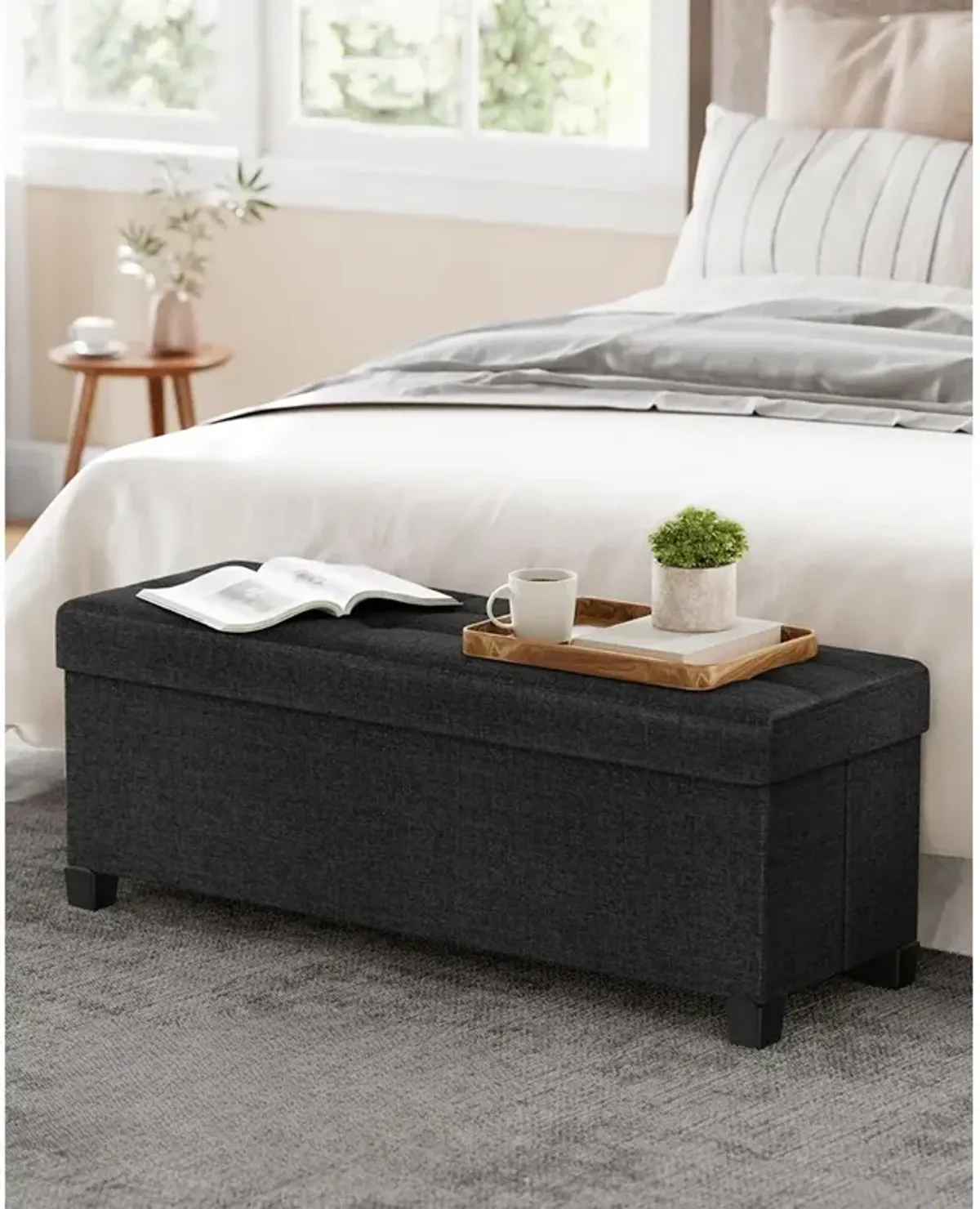 Storage Ottoman Bench for Bedroom, Living Room, or Entryway