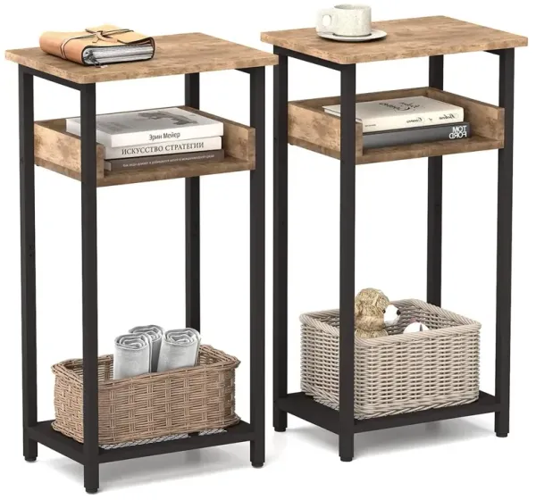 KJGKK Tall Side Table Set of 2, 30 inch High End Table, Small Entryway Table, Bedside Table for Living Room, Bedroom, Office, Gr