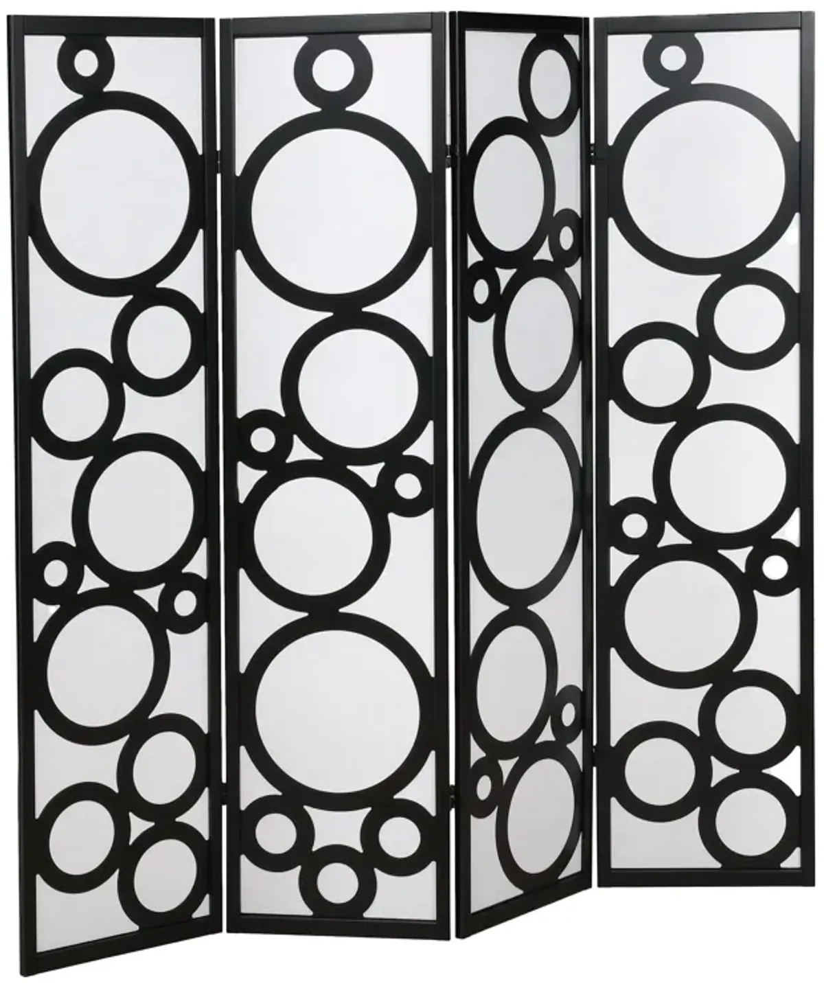 Streamdale Arvada 4-Panel Wood Room Divider with Circle Pattern, Black
