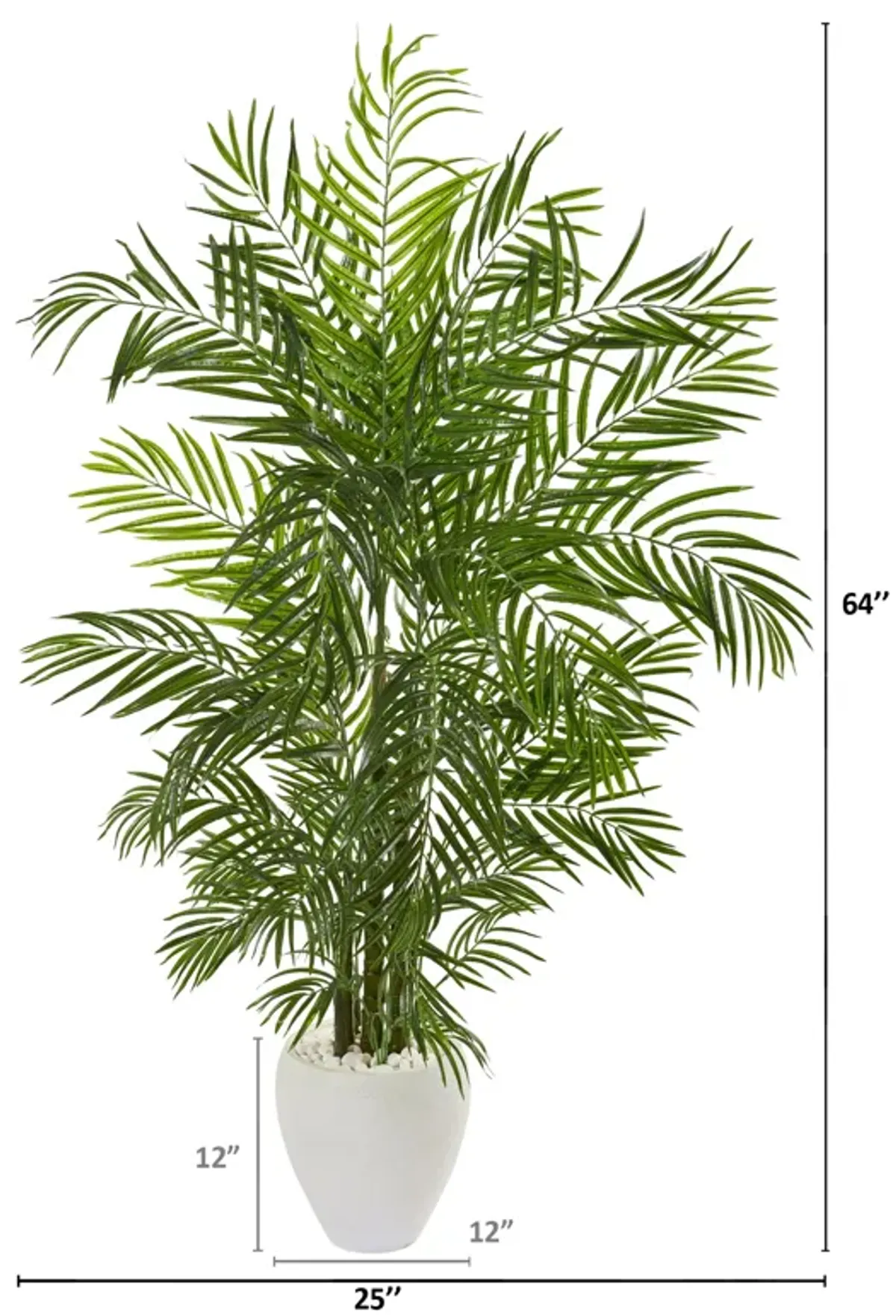 Hivvago 64 Inches Areca Palm Artificial Tree in White Planter UV Resistant (Indoor/Outdoor)