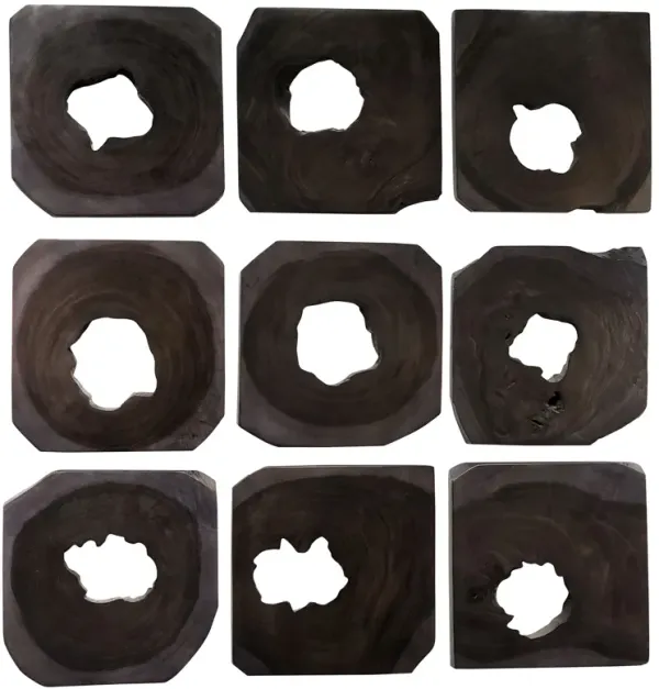 Bahati Ebony Wood Wall Art (Set of 9)