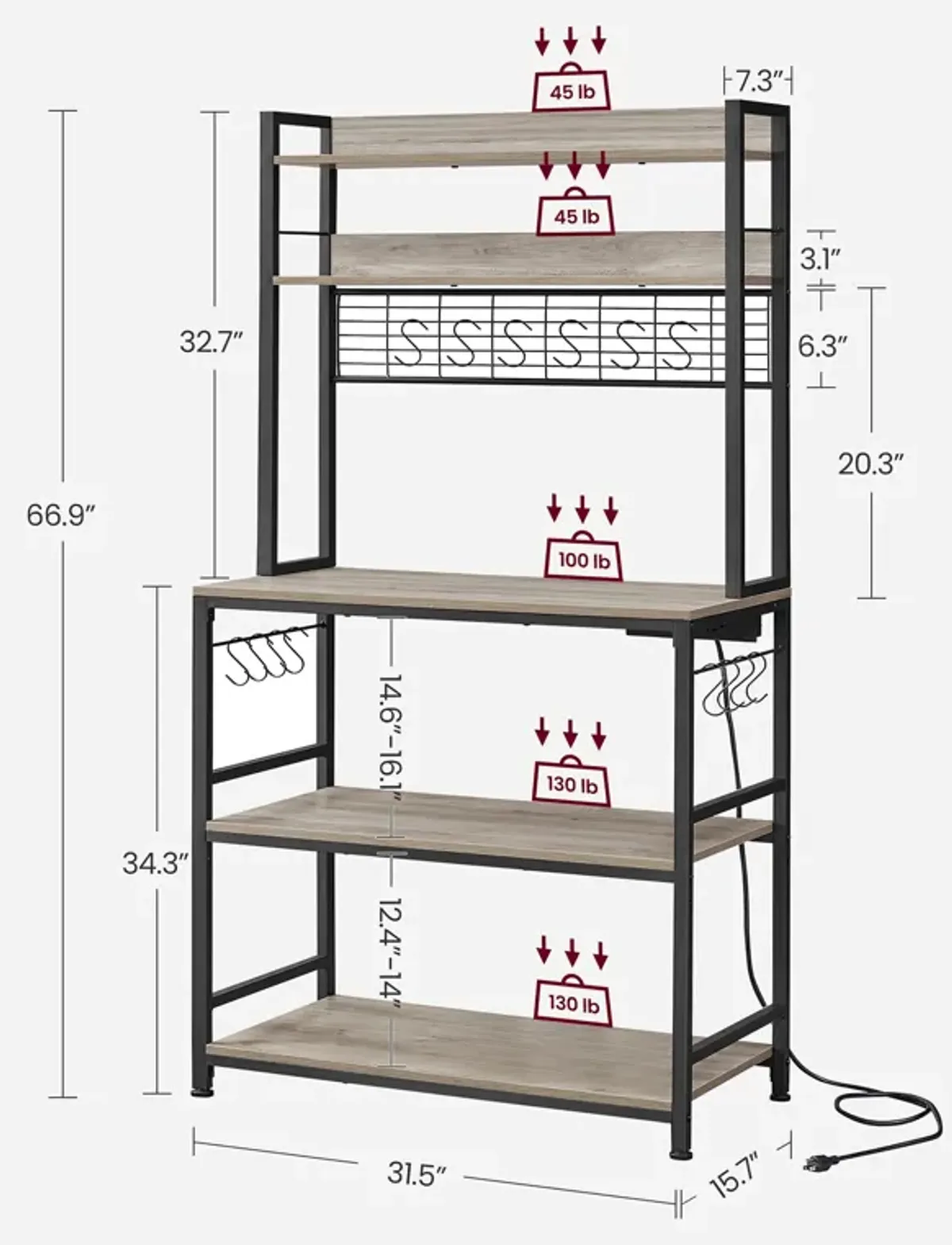 Bakers Rack with Power Outlet