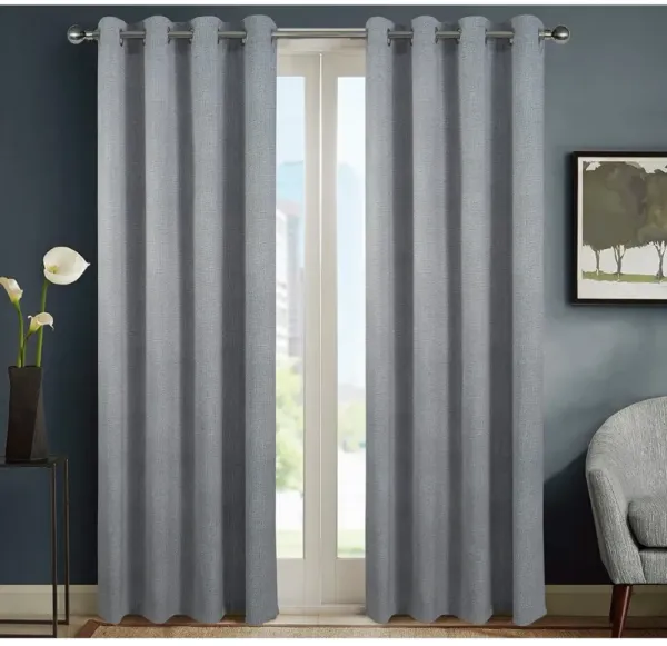 RT Designers Sofia Printed Blackout Grommet Panel - 52x84", Silver