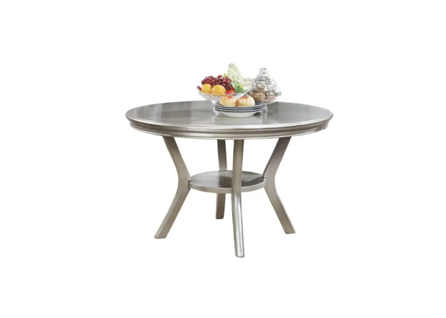 Amina Contemporary Round Dining Table, Champagne-Benzara