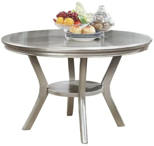 Amina Contemporary Round Dining Table, Champagne-Benzara