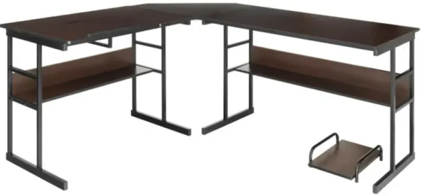 L-Shaped Computer Desk with Tiltable Tabletop