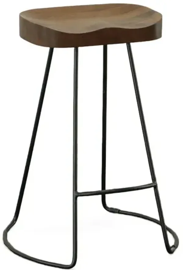 Carolina Living Saga 25 Counter Stool - Set of 2 - Chestnut Seat - Black Base