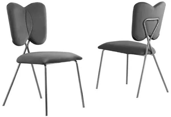 Set of 4, Dark Grey Velvet Guest Side Chair with Wingback, Chrome